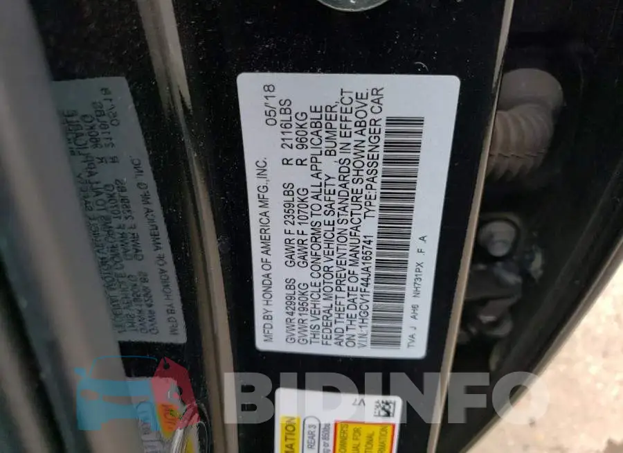 1HGCV1F44JA165741 Photo# 13