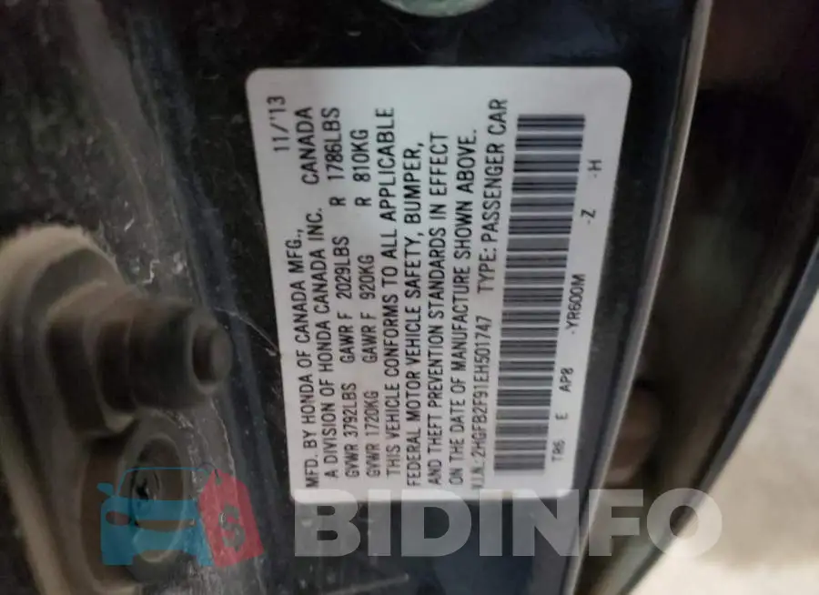 2HGFB2F91EH501747 Photo# 12