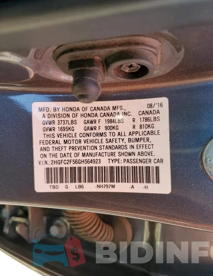 2HGFC2F56GH564923 Photo# 12