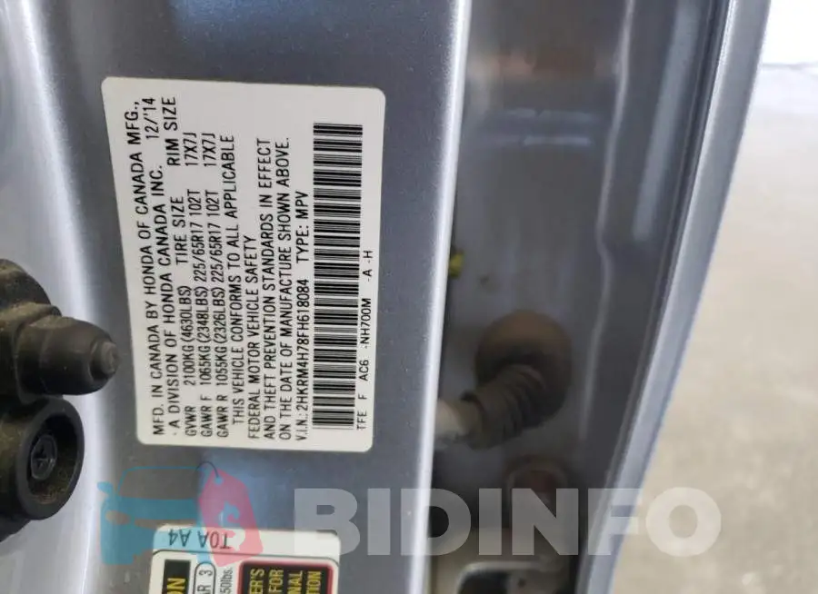 2HKRM4H78FH618084 Photo# 13