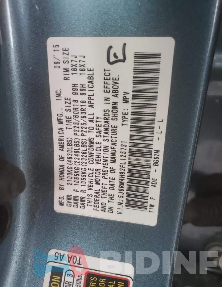 5J6RM4H92FL125721 Photo# 13