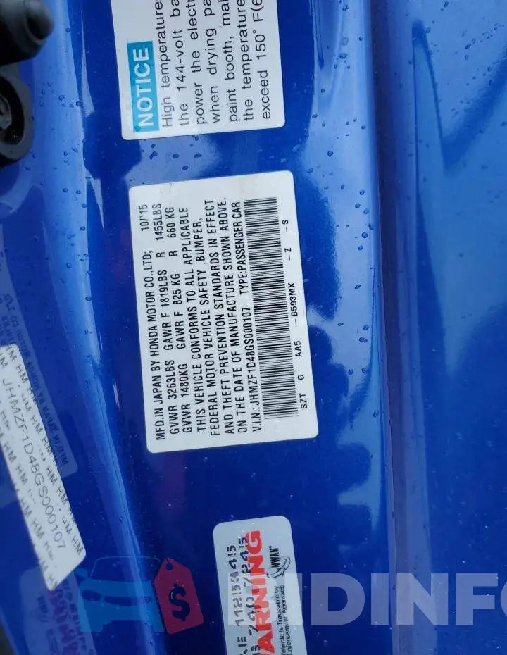 JHMZF1D48GS000107 Photo# 13