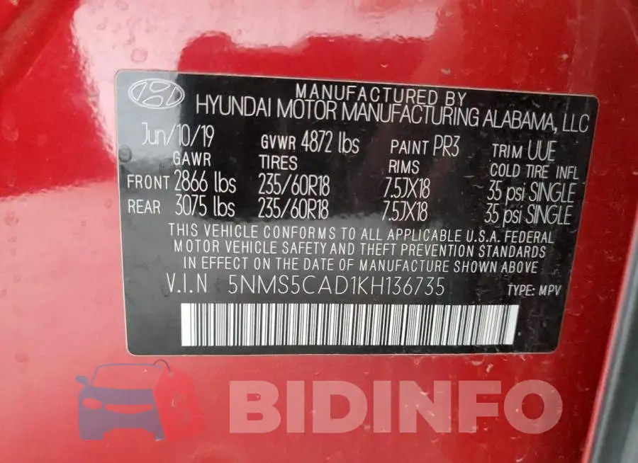 5NMS5CAD1KH136735 Photo# 13