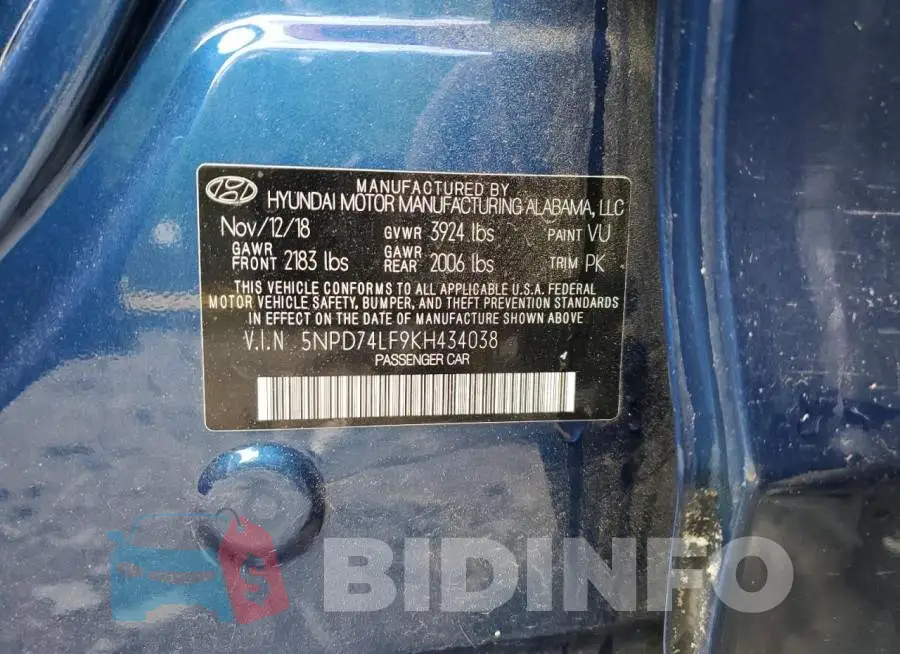 5NPD74LF9KH434038 Photo# 12