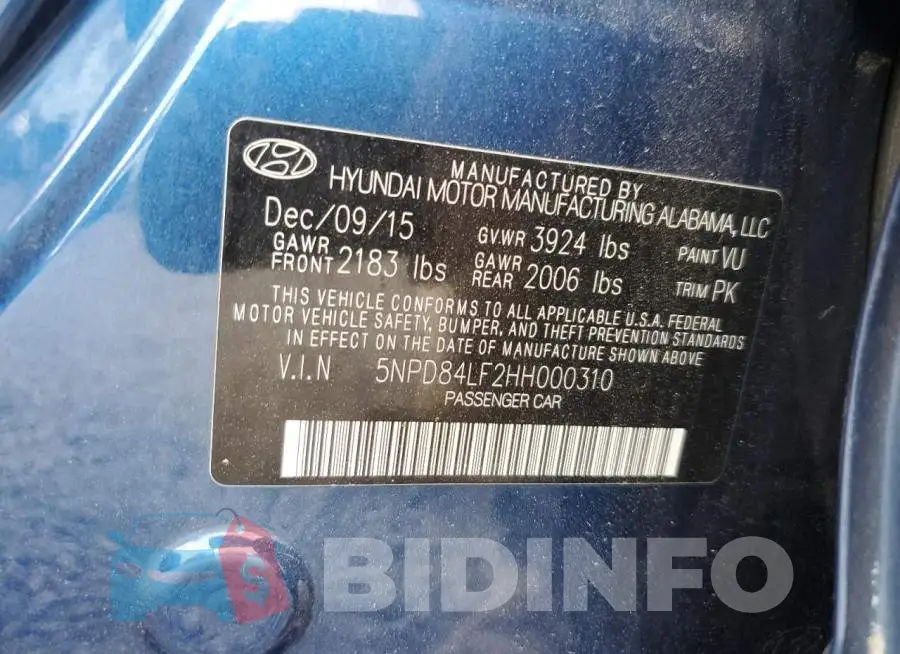 5NPD84LF2HH000310 Photo# 12