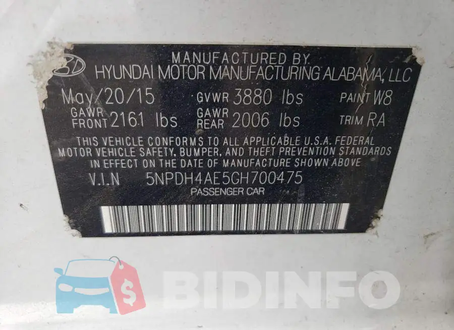 5NPDH4AE5GH700475 Photo# 13