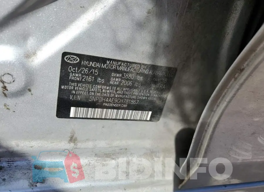 5NPDH4AE9GH781867 Photo# 12