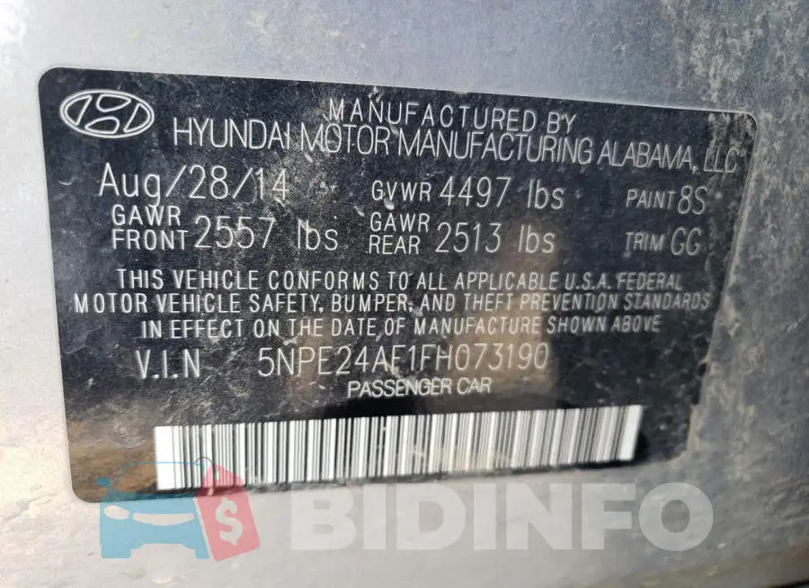 5NPE24AF1FH073190 Photo# 12