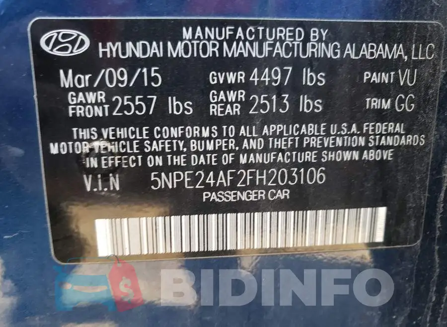 5NPE24AF2FH203106 Photo# 10