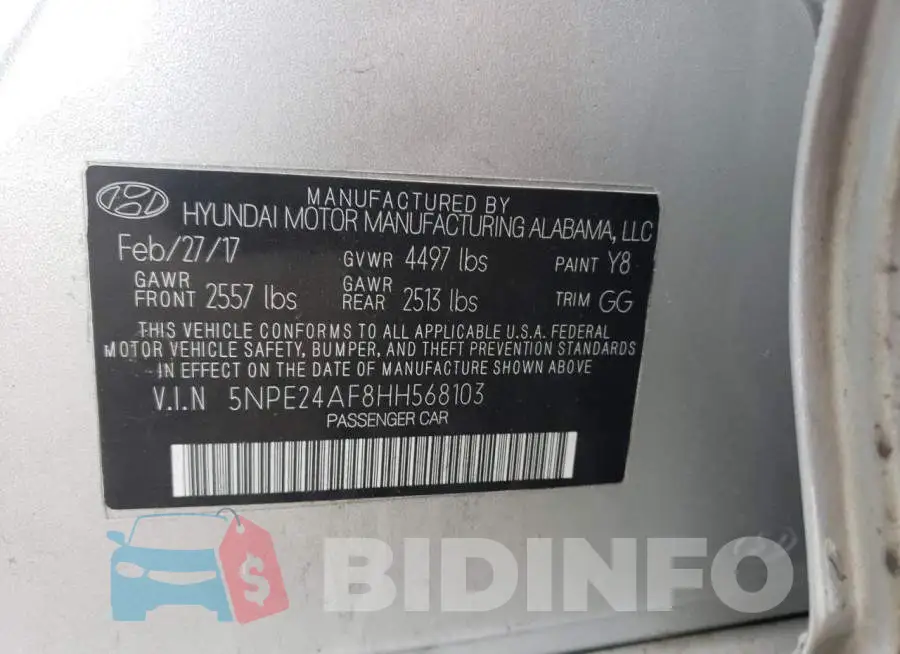 5NPE24AF8HH568103 Photo# 12