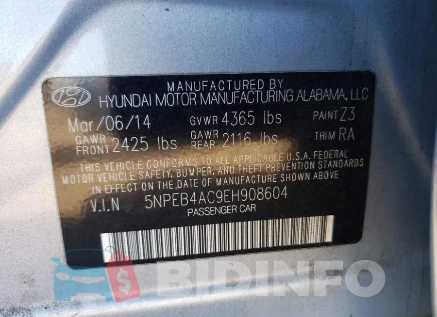 5NPEB4AC9EH908604 Photo# 12