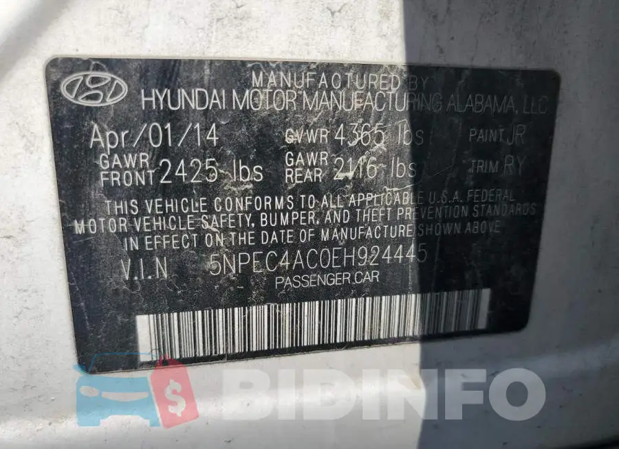 5NPEC4AC0EH924445 Photo# 12