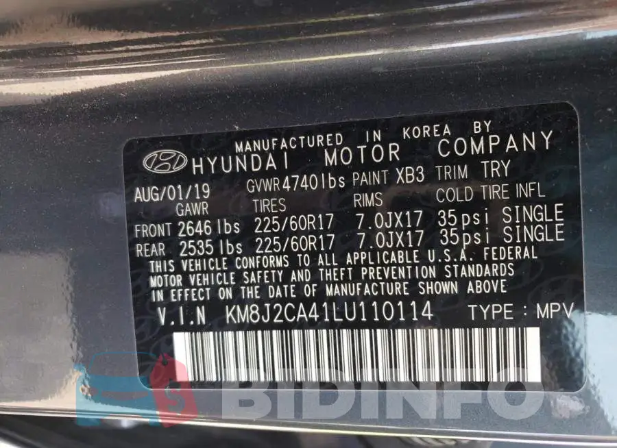 KM8J2CA41LU110114 Photo# 13