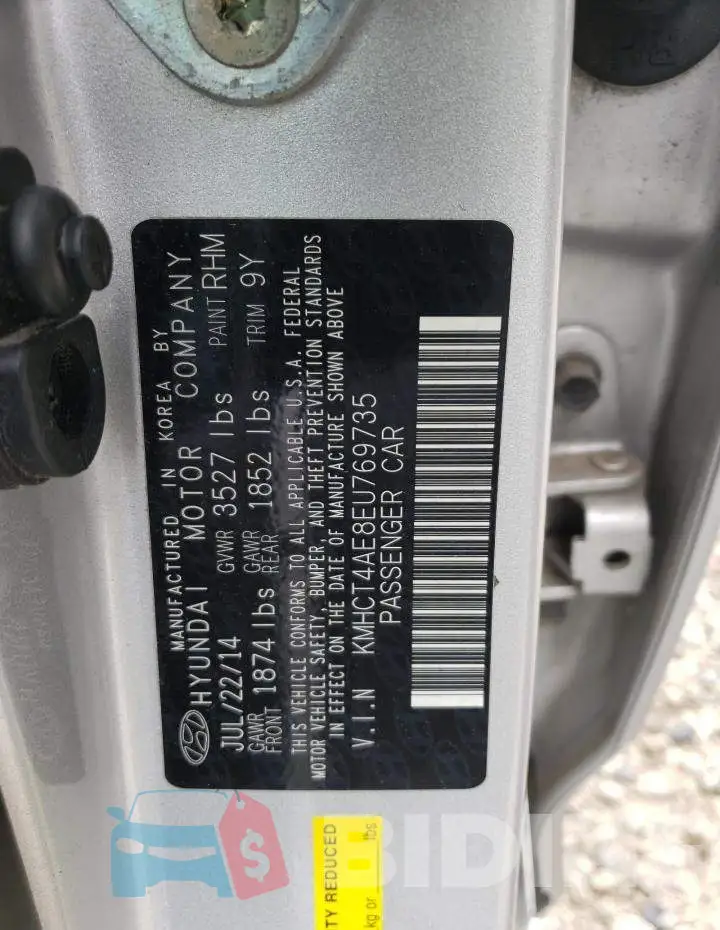 KMHCT4AE8EU769735 Photo# 12