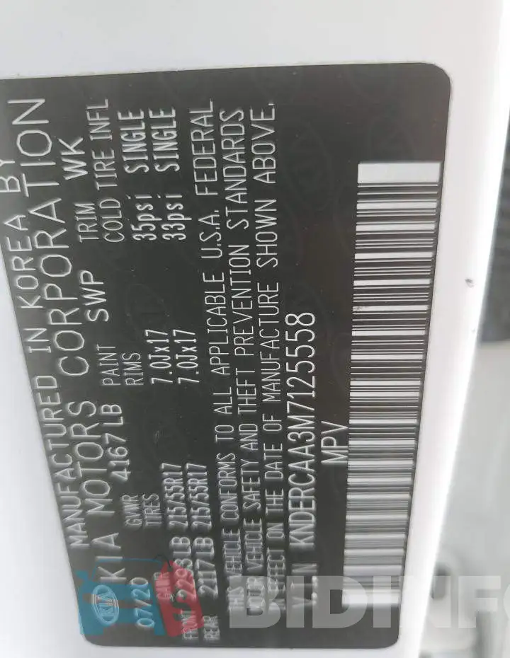KNDERCAA3M7125558 Photo# 13