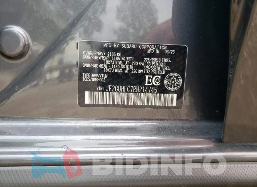 JF2GUHFC7RH214745 Photo# 13