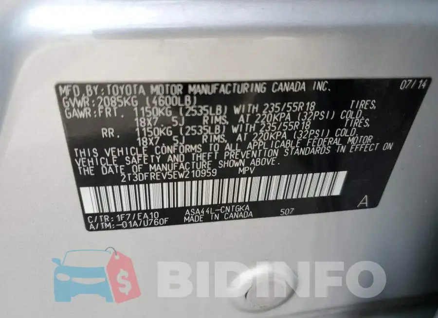 2T3DFREV5EW210959 Photo# 13