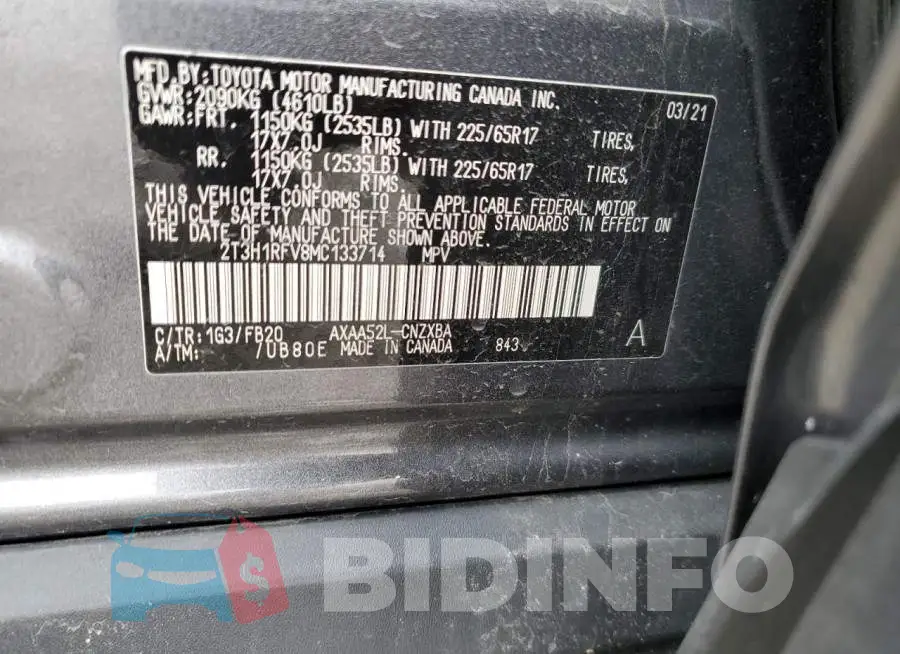 2T3H1RFV8MC133714 Photo# 13