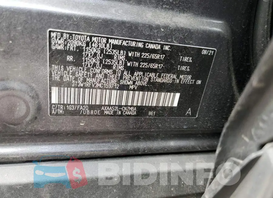 2T3W1RFV3MC159712 Photo# 12
