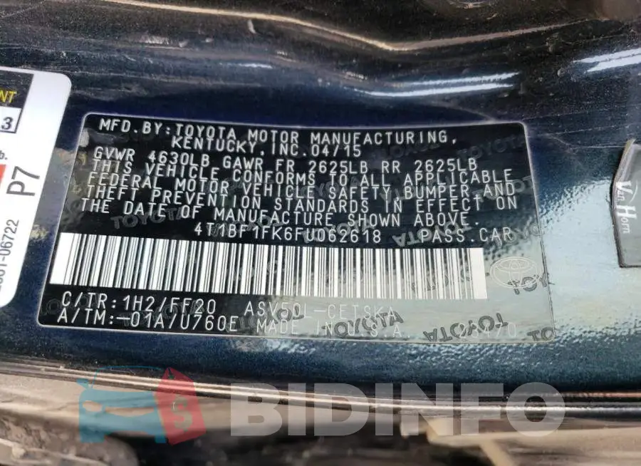 4T1BF1FK6FU062618 Photo# 12