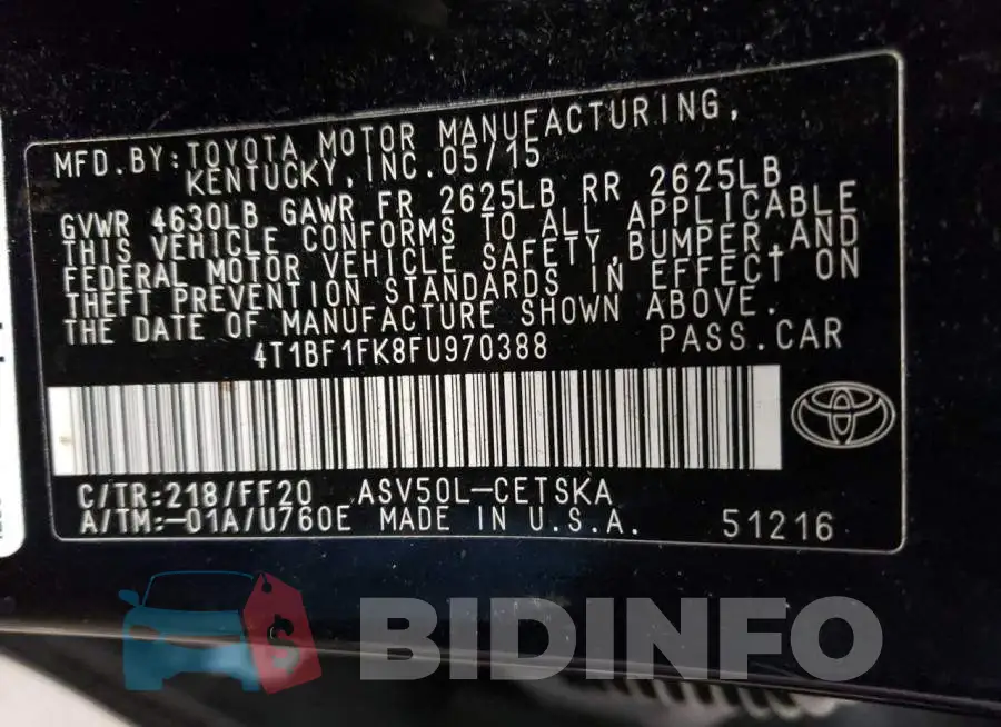 4T1BF1FK8FU970388 Photo# 13