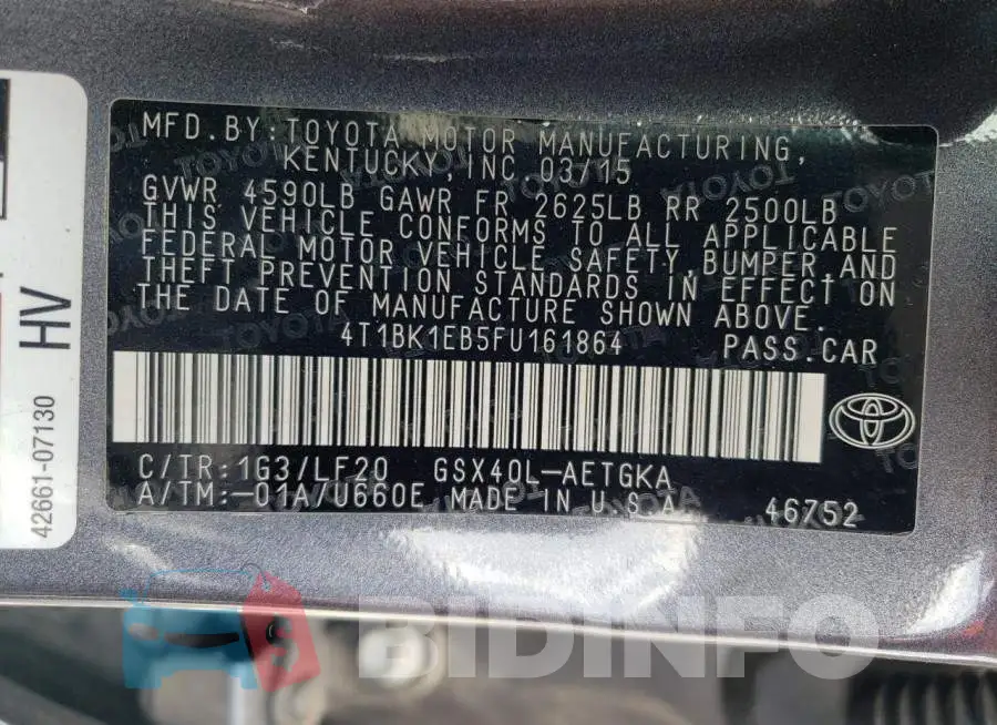 4T1BK1EB5FU161864 Photo# 13