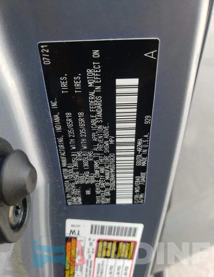 5TDGZRAH1MS076830 Photo# 14