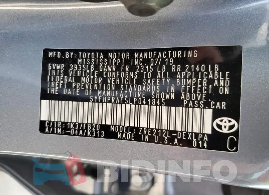 5YFHPRAE5LP041845 Photo# 13