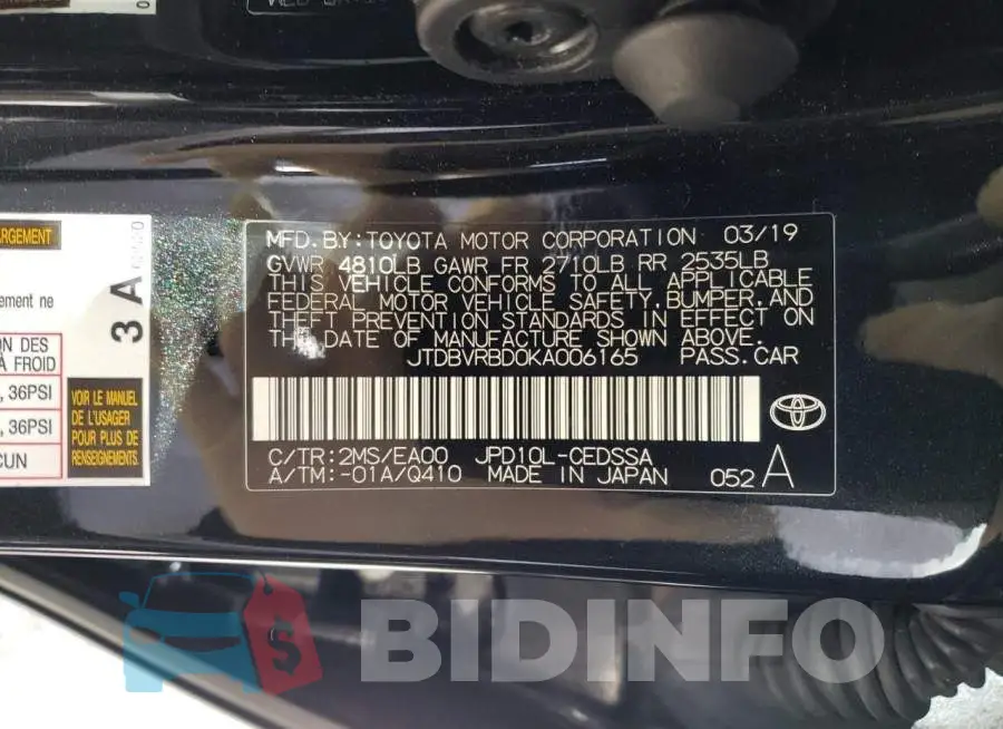 JTDBVRBD0KA006165 Photo# 12