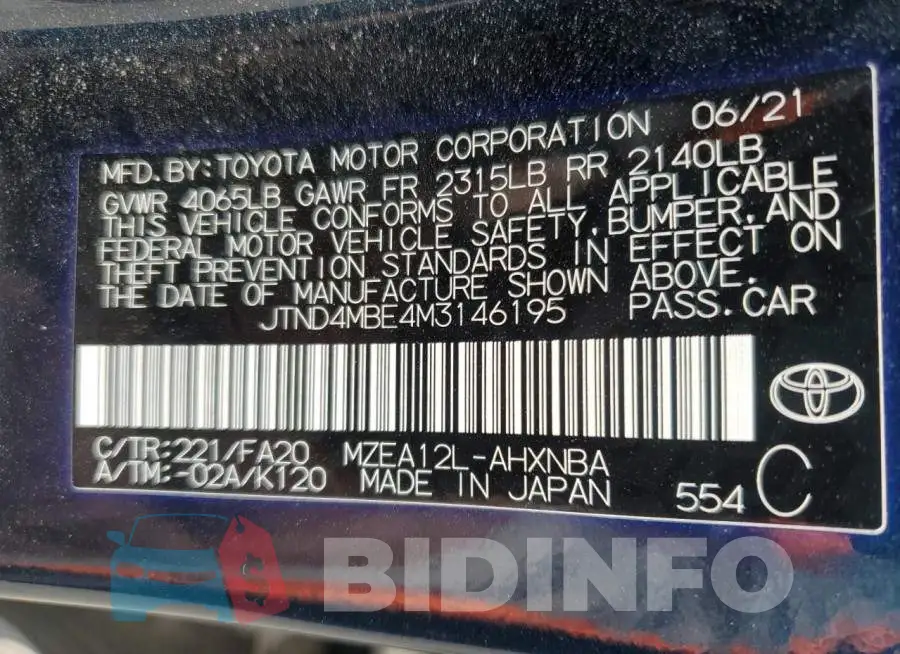 JTND4MBE4M3146195 Photo# 12