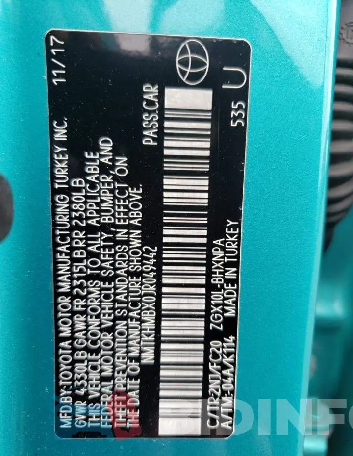 NMTKHMBX0JR049442 Photo# 13