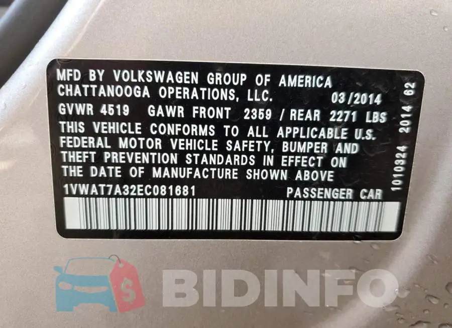 1VWAT7A32EC081681 Photo# 13