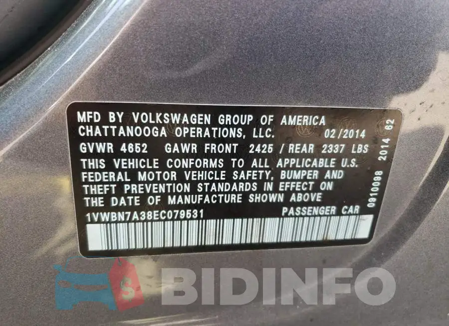 1VWBN7A38EC079531 Photo# 12