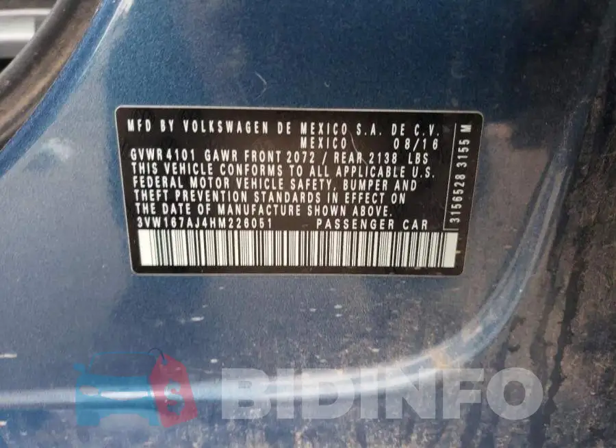 3VW167AJ4HM226051 Photo# 12