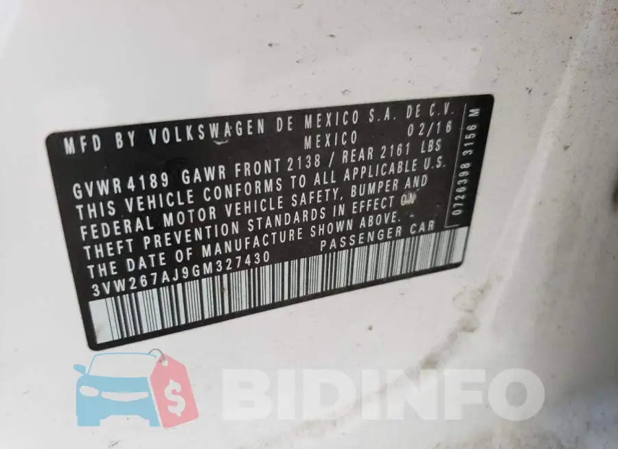 3VW267AJ9GM327430 Photo# 12