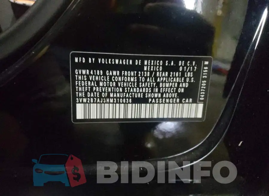 3VW2B7AJ3HM310636 Photo# 13