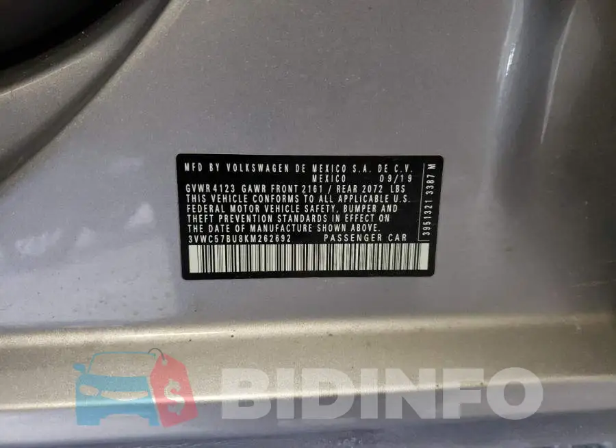 3VWC57BU8KM262692 Photo# 12