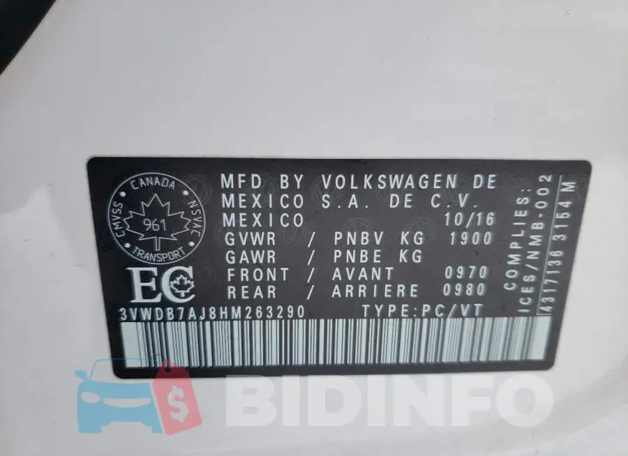 3VWDB7AJ8HM263290 Photo# 12