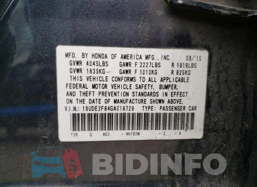 19UDE2F84GA018728 Photo# 12
