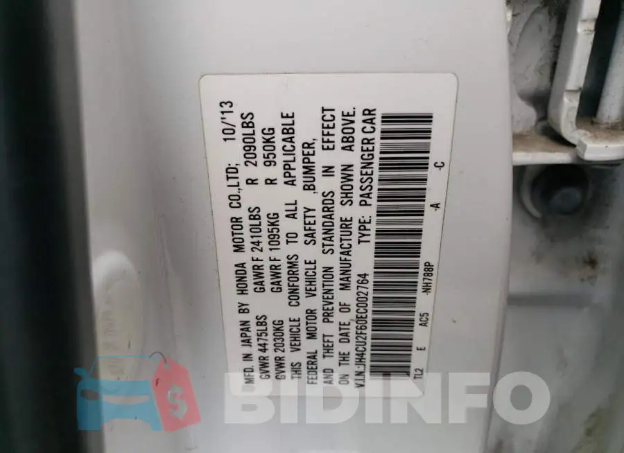 JH4CU2F60EC002764 Photo# 12