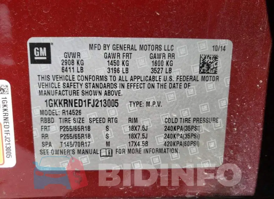 1GKKRNED1FJ213005 Photo# 12