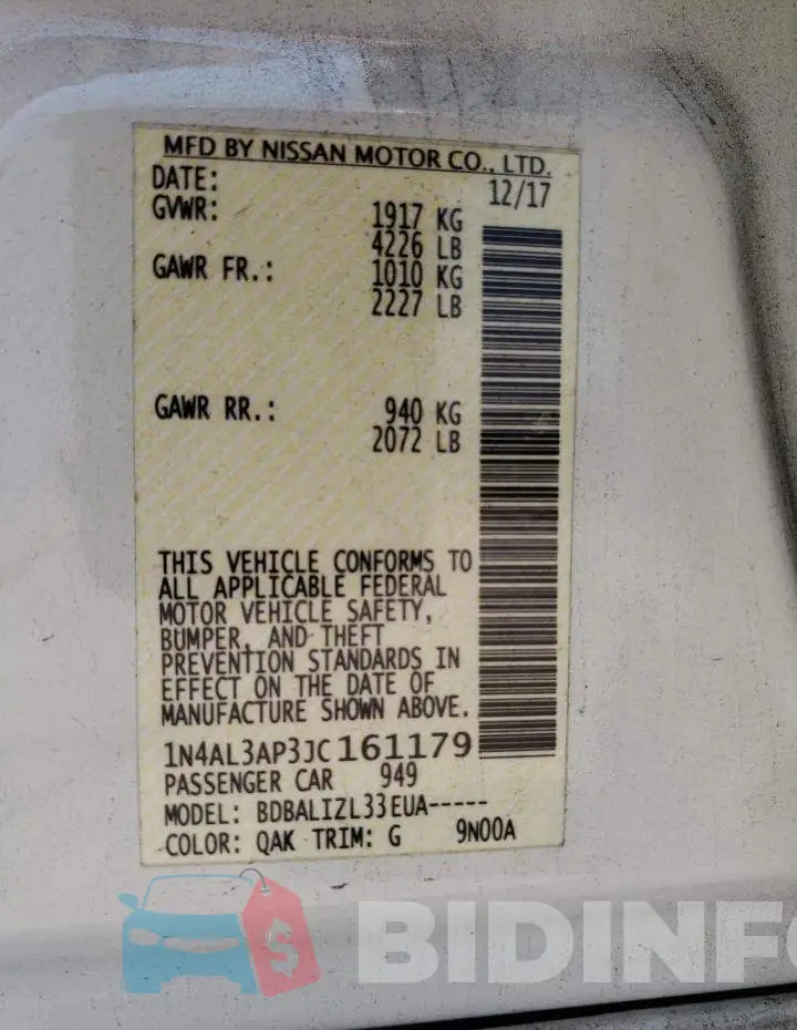 1N4AL3AP3JC161179 Photo# 13