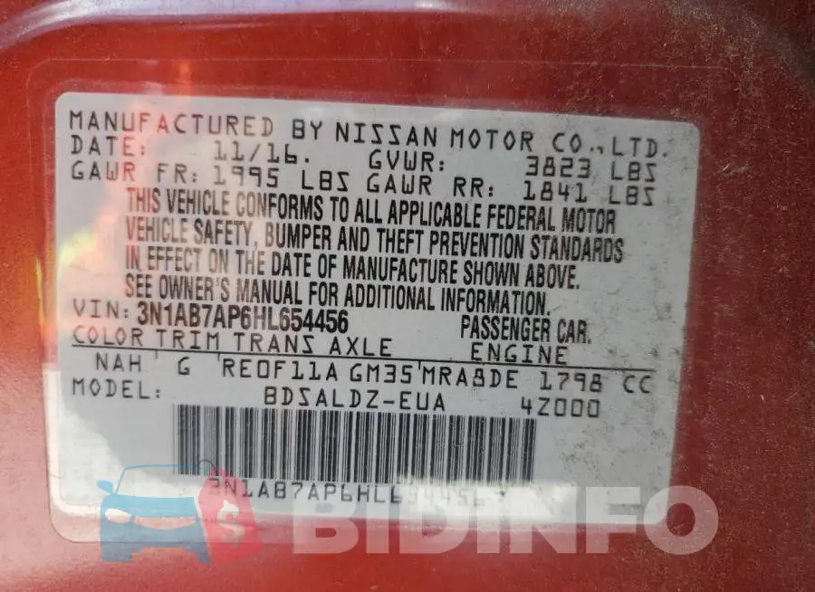 3N1AB7AP6HL654456 Photo# 13