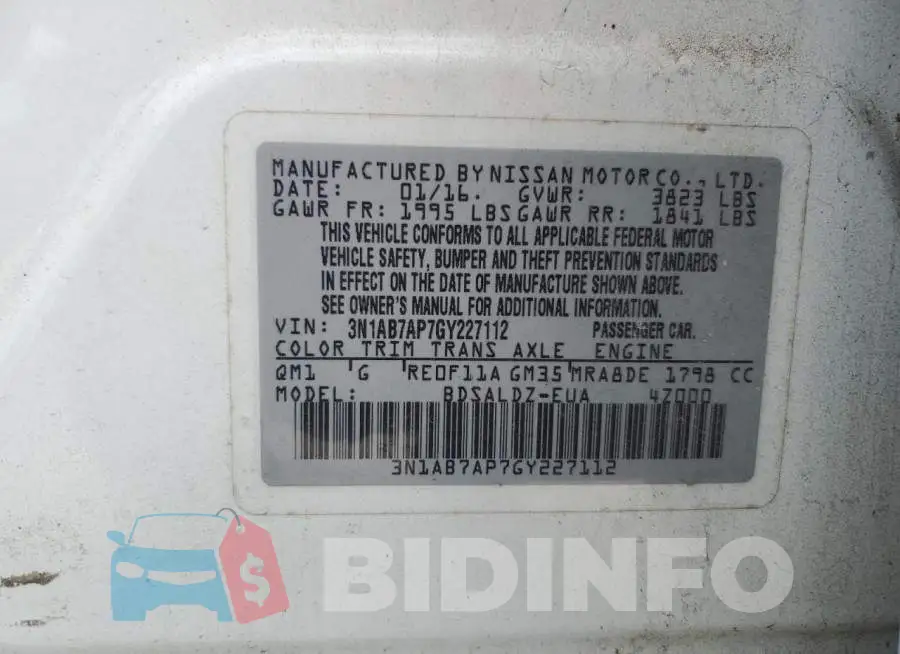 3N1AB7AP7GY227112 Photo# 12