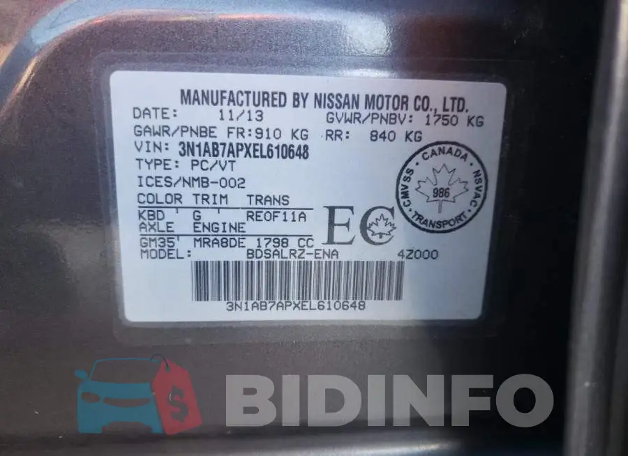 3N1AB7APXEL610648 Photo# 13