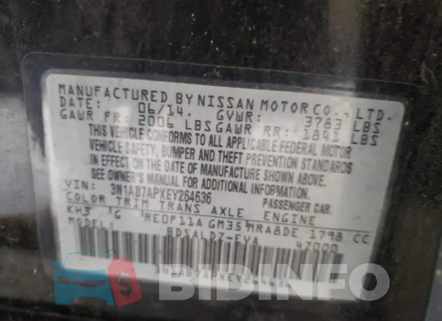 3N1AB7APXEY264636 Photo# 12