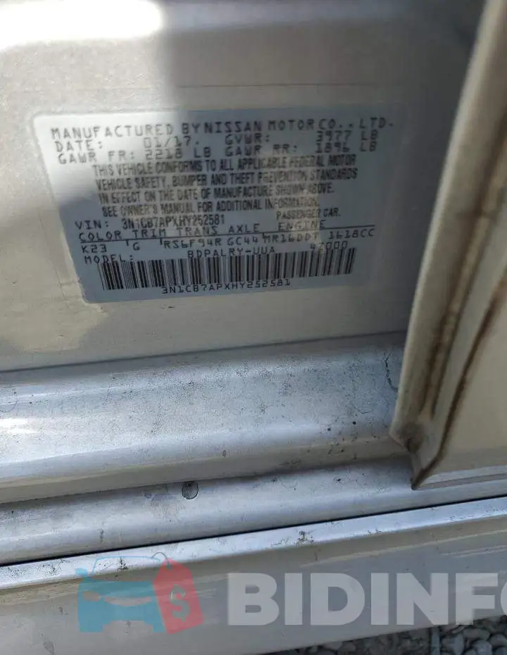 3N1CB7APXHY252581 Photo# 13