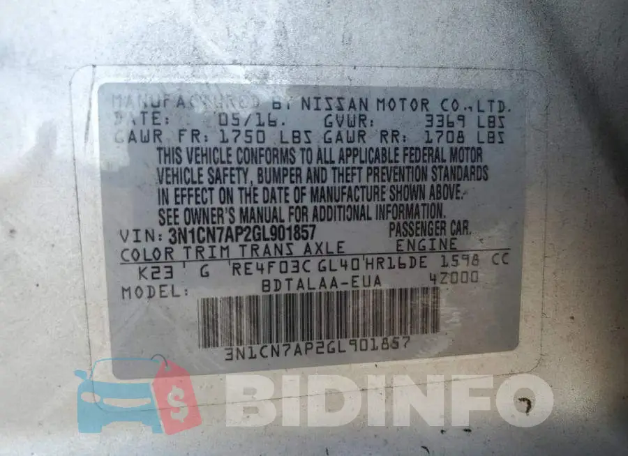 3N1CN7AP2GL901857 Photo# 12