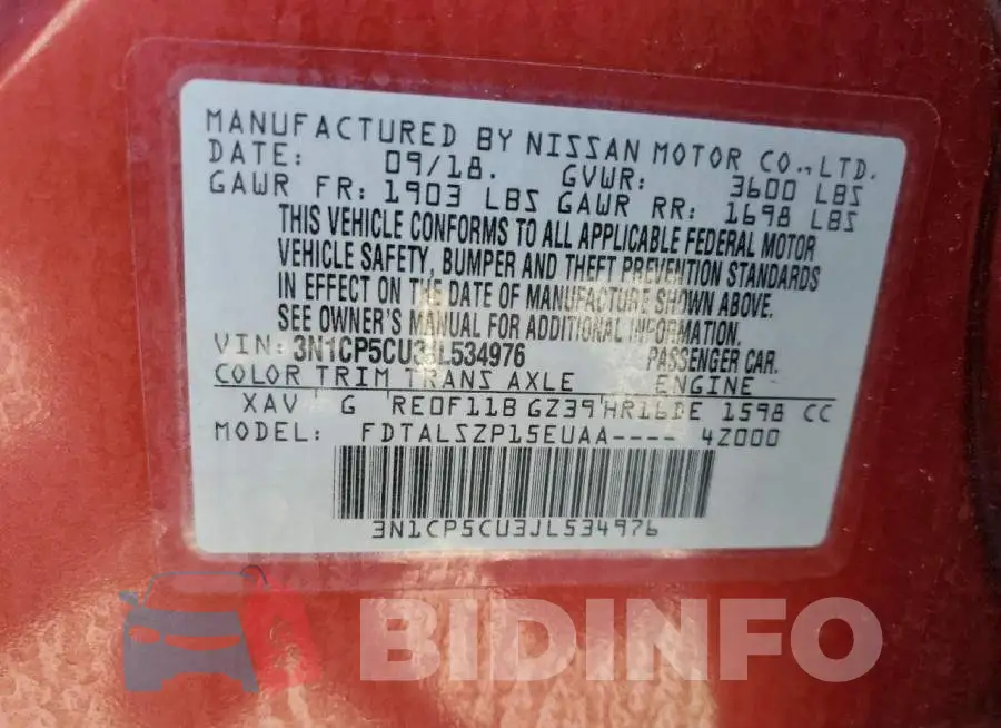 3N1CP5CU3JL534976 Photo# 13