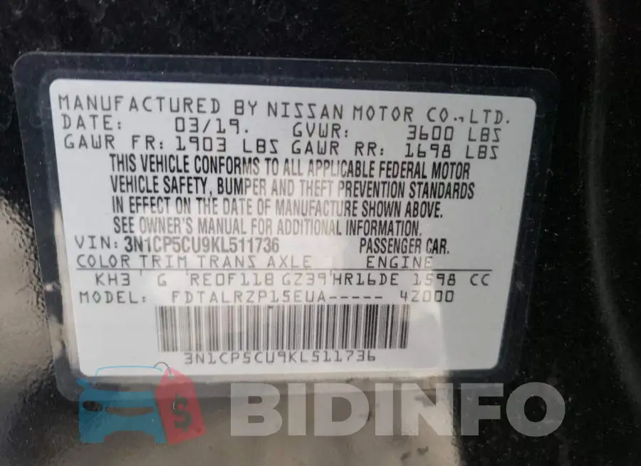 3N1CP5CU9KL511736 Photo# 10